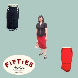 Jupe Crayon Marin Navy Pin-up Rockabilly Vintage Rétro Année 50's