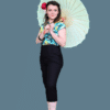 Pantacourt Année 50 Rétro Pin-up Rockabilly Jeans Noir Bleu Marine – Image 5