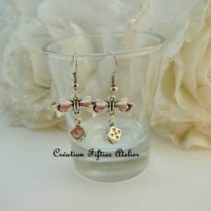 Boucles d'Oreilles pendantes Dés et Noeuds