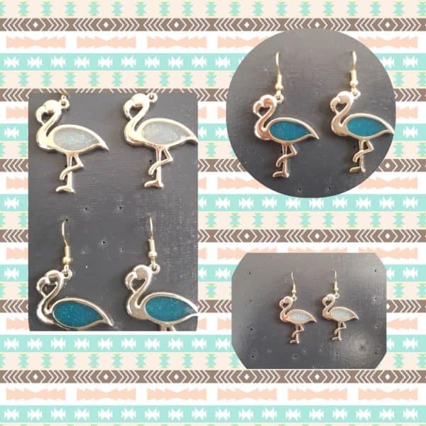 Boucles d'Oreilles Pendantes Flamants Roses