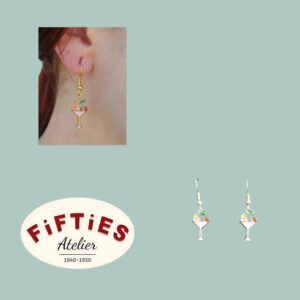 Boucles d'oreilles pendantes breloques Cocktail Pin up