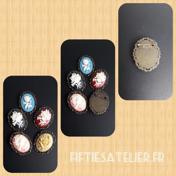 Broche rétro en Camée de Fleurs Vintage Flowers