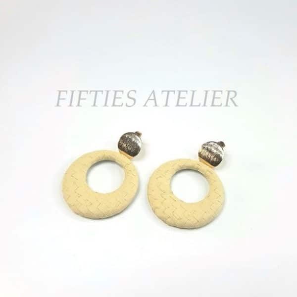 Boucles d'oreille Raphia tissée Pin-up Rétro Vintage Fifties – Image 3