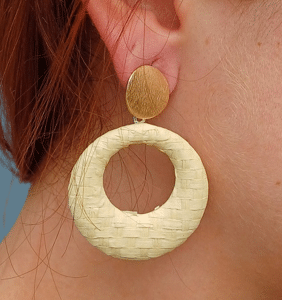 Boucles d'oreille Raphia tissée Pin-up Rétro Vintage Fifties
