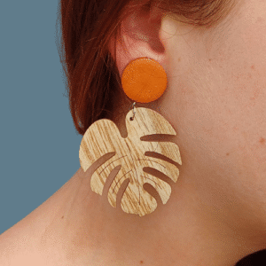 Boucles d'Oreilles Pendantes en bois de poirier Pin-up Vintage Rétro Tropique