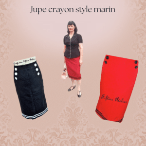 Jupe Crayon Marin Navy Pin-up Rockabilly Vintage Rétro Année 50's