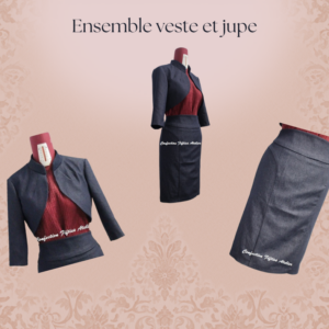 Ensemble Jupe et Veste Courte Rockabilly Fifties Pin-ups Vintage Denim ou Noir