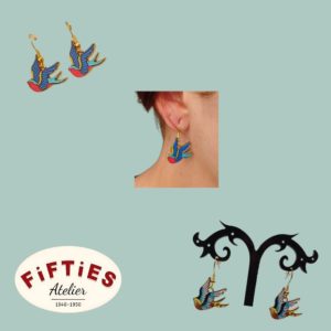 Boucles d'Oreilles Rockabilly Hirondelles