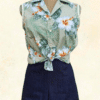 Short Pin-up taille haute en Jean Rockabilly Denim Brut – Image 8