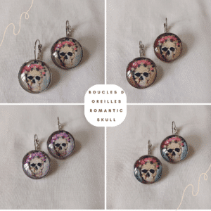 Boucles d'oreilles pendantes Romantic skull