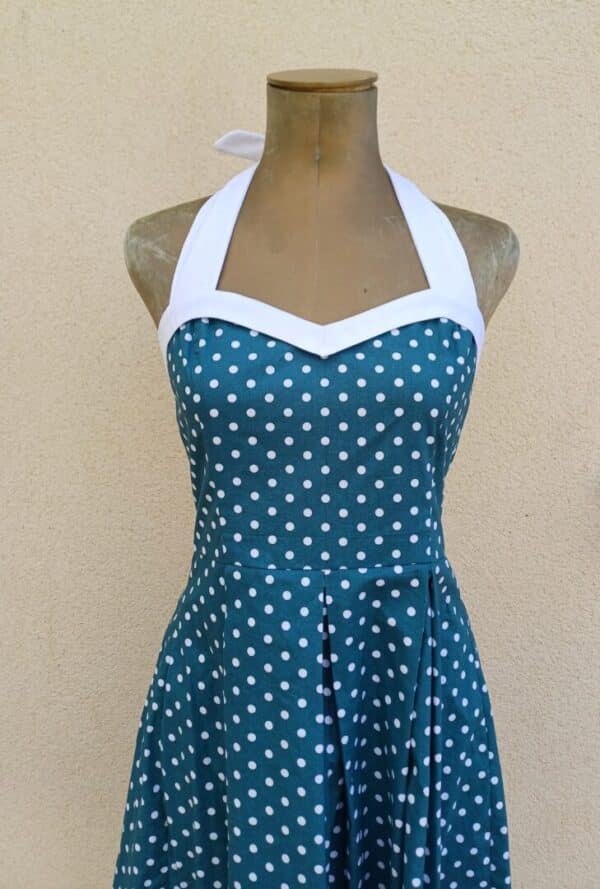 Robe Dos nu à pois Pin-up Rockabilly Fifties Rétro Vintage – Image 11