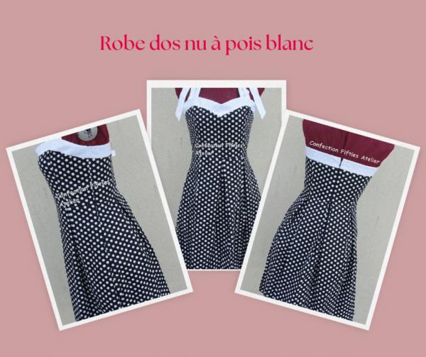 Robe Dos nu à pois Pin-up Rockabilly Fifties Rétro Vintage