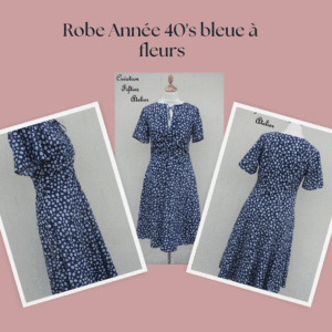 Robe fleurie à manches courtes année 1940