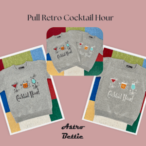 Pull gris pin-up retro cocktail hour manches courtes